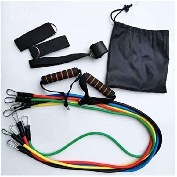 NEW Resistance Training Bands 11 Piece Set Home Workout Physical Therapy Yoga Pi - Picture 5 of 15